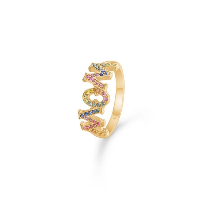 MOM/WOW ring i 14 kt guld fra Mads Z med ægte farvede ædelstene